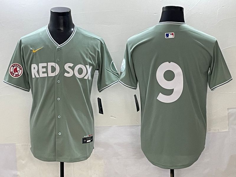 Men 2025 Boston Red Sox 9 No Name Light Green Joint Name Nike MLB Jersey style 9